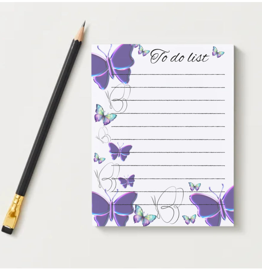 Purple Butterfly Notepad Set