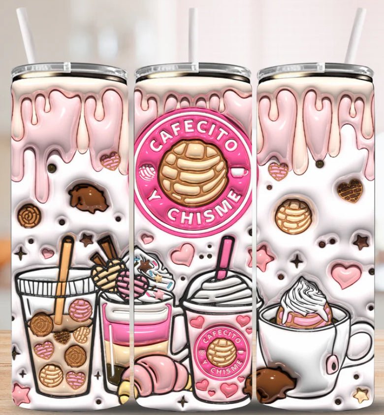 Cafecito y Chisme Skinny Tumbler