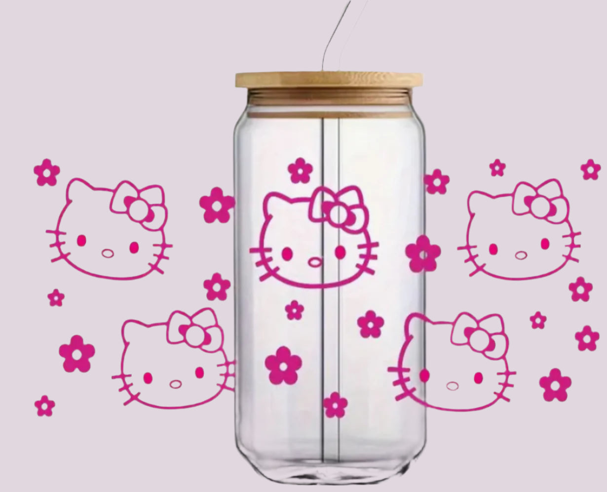 Hello Kitty Head Glass Tumbler