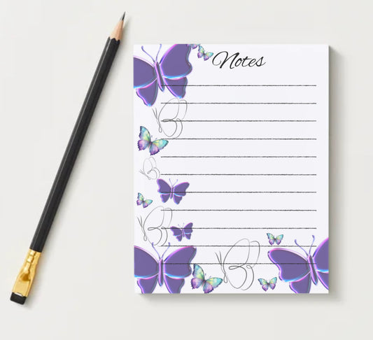 Purple Butterfly Notepad Set