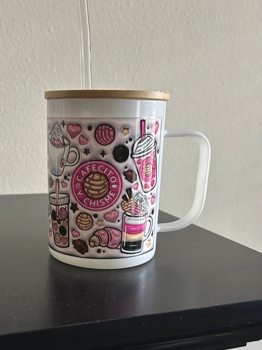 " Cafecito Y Chisme" Mug w/ Lid